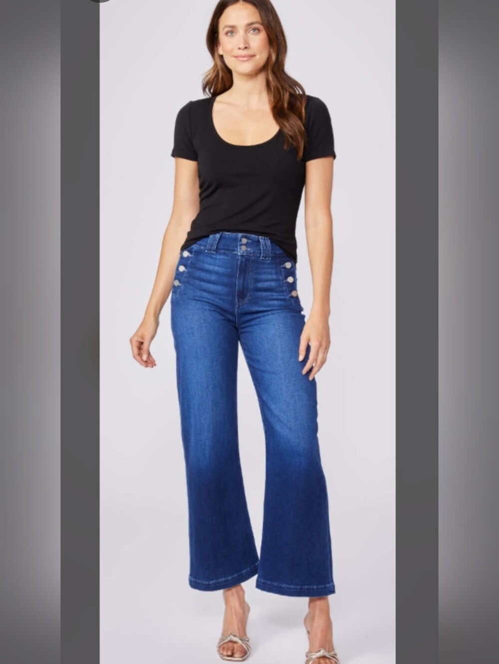 PAIGE Aubrey Wide Waistband Cropped Wide-Leg Julissa Jean Sz 24